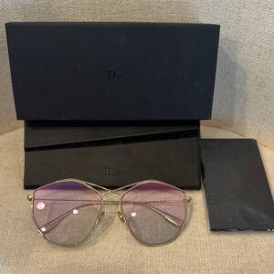 Dior Gold Frame Sunglasses with Pink-Purple Gradient Lenses